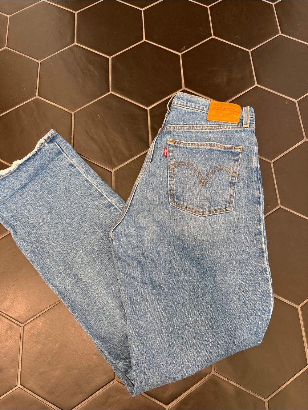 Levi's Light Blue Rib Cage Straight Jeans with Red Tab